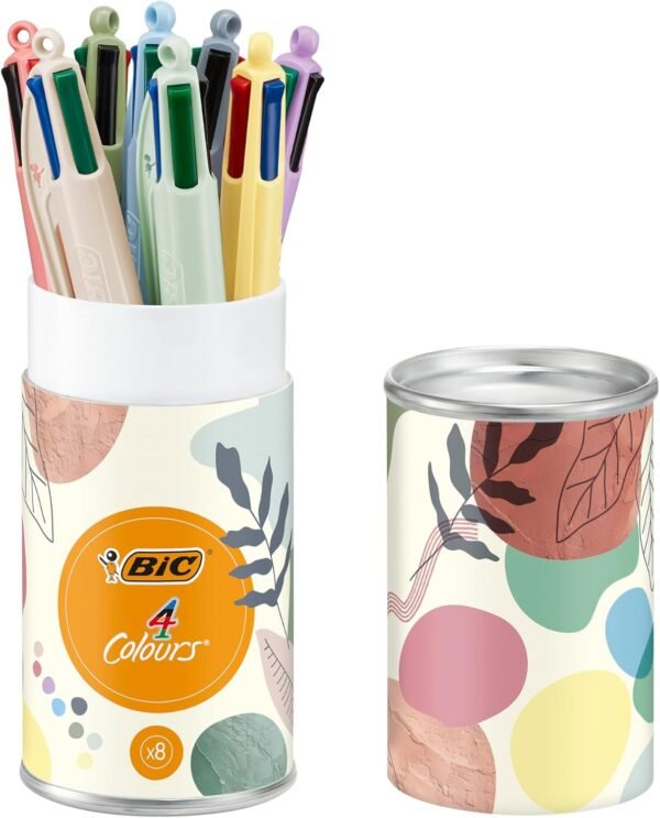 BIC 4 Colours Mineral & Pastel Ballpoint Pen Medium Tip (1.00mm) - Assorted Barrel in Mineral and Pastel Shades