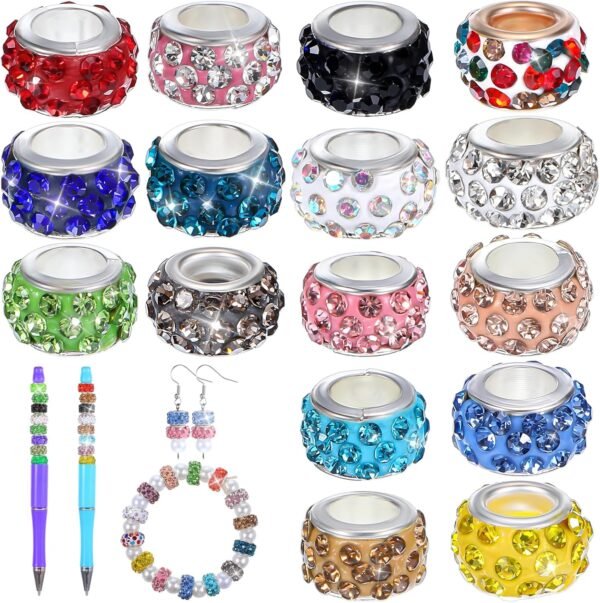 Rhinestone Beads Crystal Rondelles Spacer Beads for DIY Pendants Pens Bracelets Necklaces Key Pendant Jewellery Accessorie